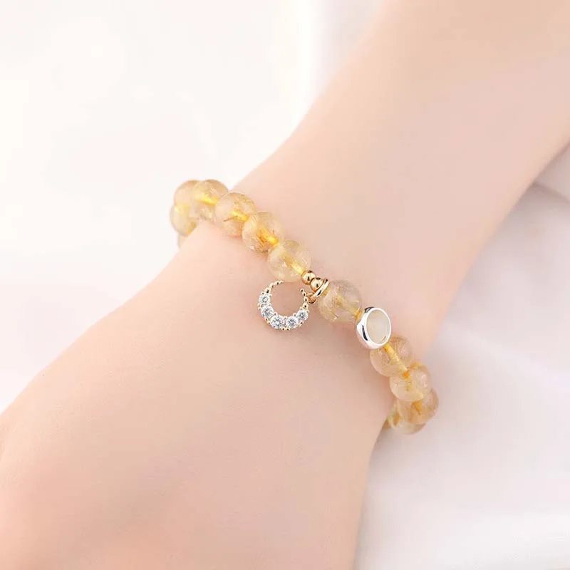 Citrine Luck Protection Moon Charm Bracelet - Image 4