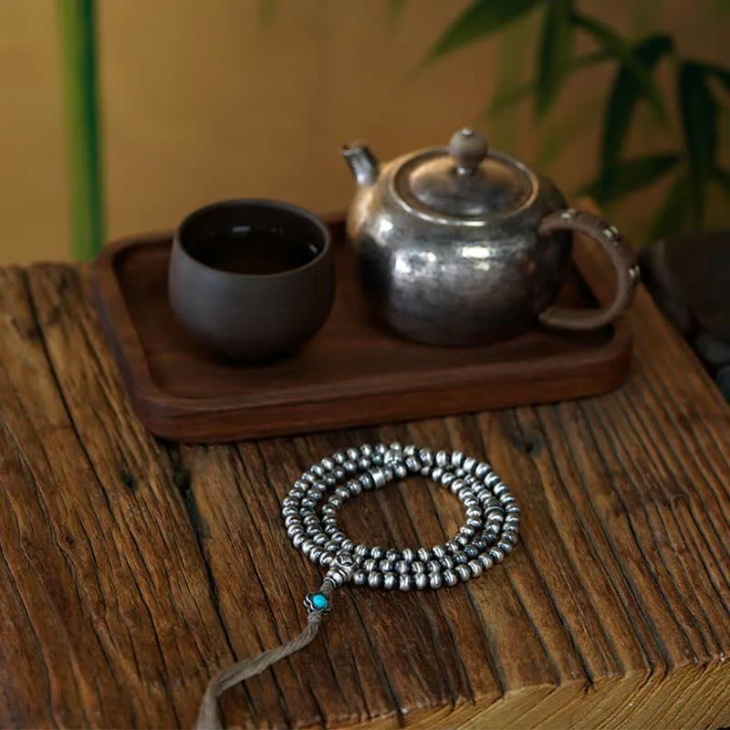 Mythstone 108 Mala Beads 925 Sterling Silver Red Agate Turquoise Confidence Charm Bracelet - Image 2