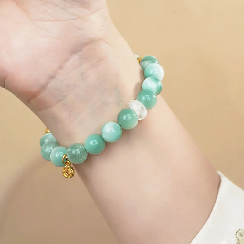 Mythstone Natural Larimar Copper Coin Confidence Bracelet - Image 2