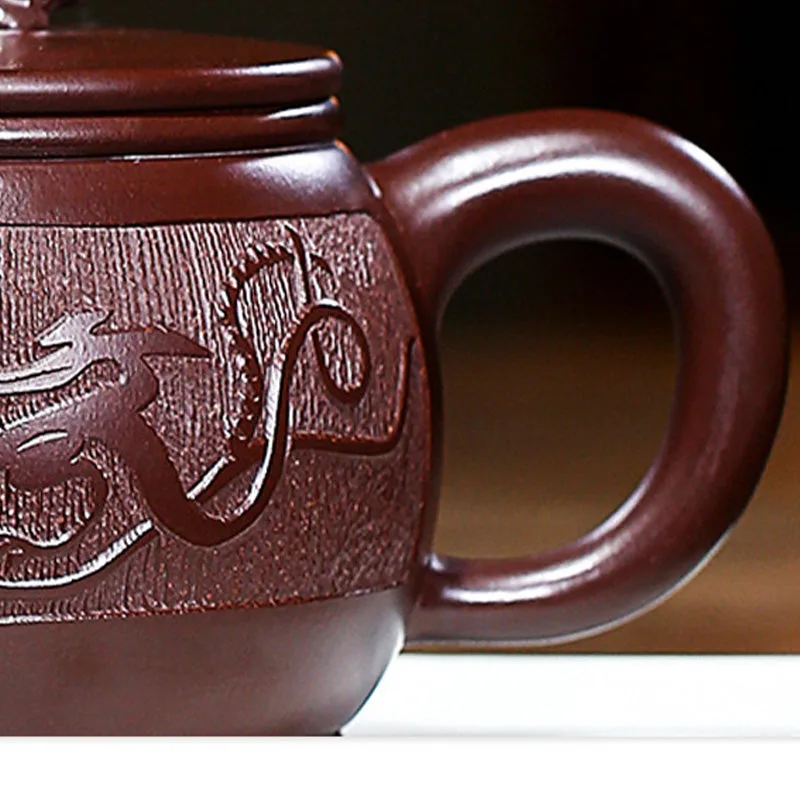 Mythstone Yixing Handmade Brown Dragon Purple Clay Kung Fu Teapot 240ml - Image 6