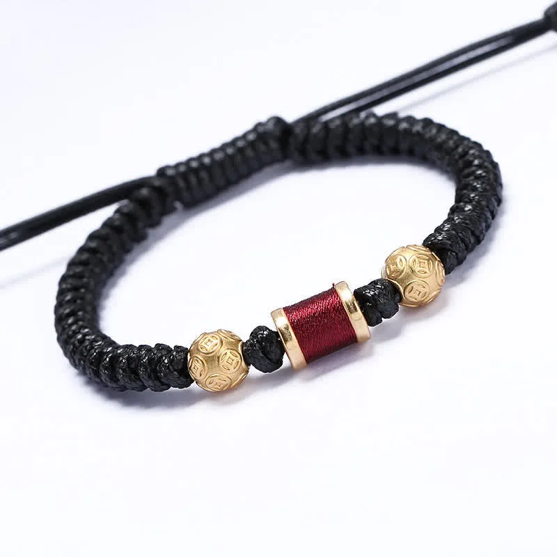 Mythstone 999 Sterling Silver Copper Coin Bead Copper Balance Braided String Bracelet - Image 16