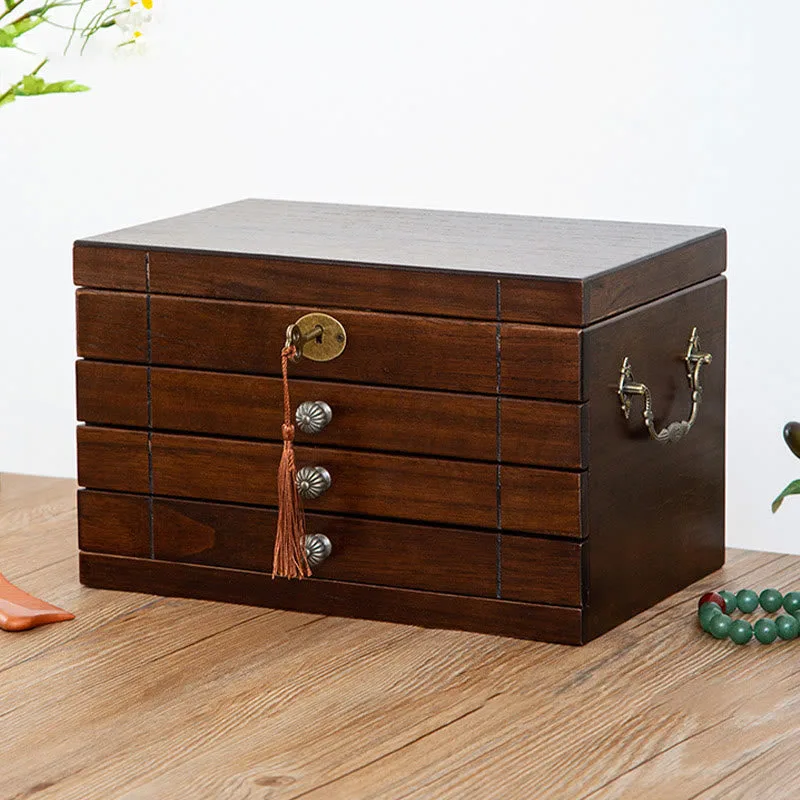 Mythstone Retro Solid Wood Jewelry Box Four-Layer Wooden Jewelry Storage Box - Image 7