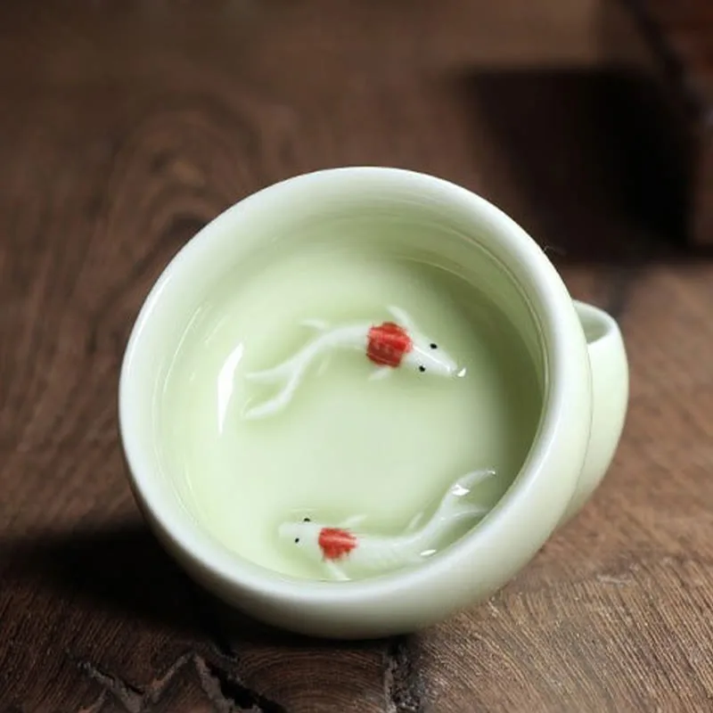Mythstone Colorful Koi Fish Ceramic Teacup Kung Fu Tea Cup Bowl - Image 41