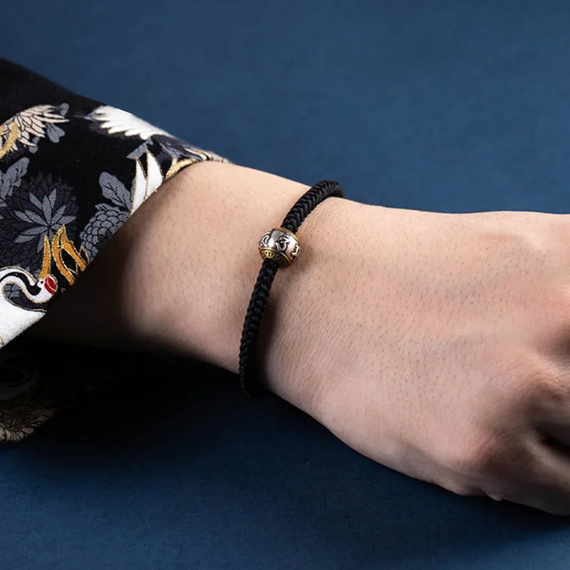 Mythstone 925 Sterling Silver Tibet Handmade Om Mani Padme Hum Luck Protection King Kong Knot Braided Bracelet - Image 28