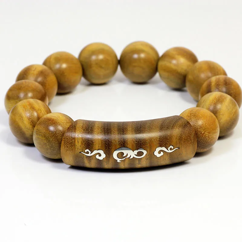 Mythstone 999 Sterling Silver Green Sandalwood Om Mani Padme Hum Dragon Phoenix Dharmachakra Inlaid Peace Bracelet - Image 10