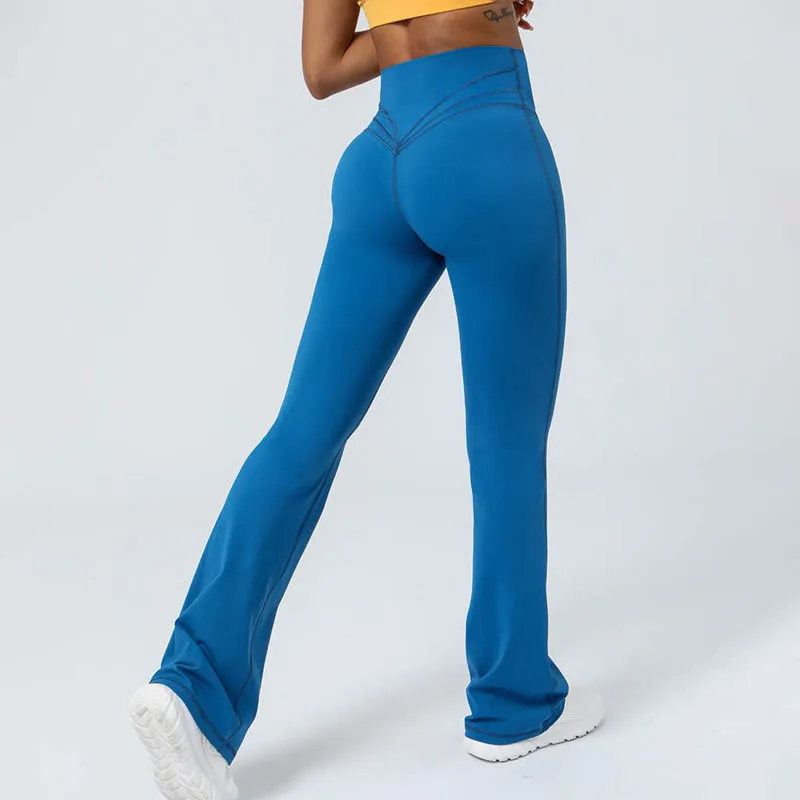 Mythstone Workout Sleeveless Backless Criss-Cross Strap Top Bra Flared Pants Sports Fitness Yoga Outfit - Image 4