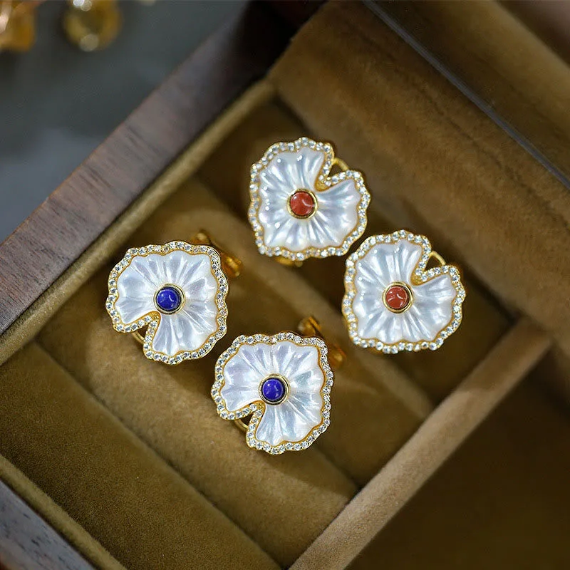 Mythstone 925 Sterling Silver Love Heart Tridacna Stone Red Agate Lazurite Blessing Earrings Necklace Jewelry Set - Image 14