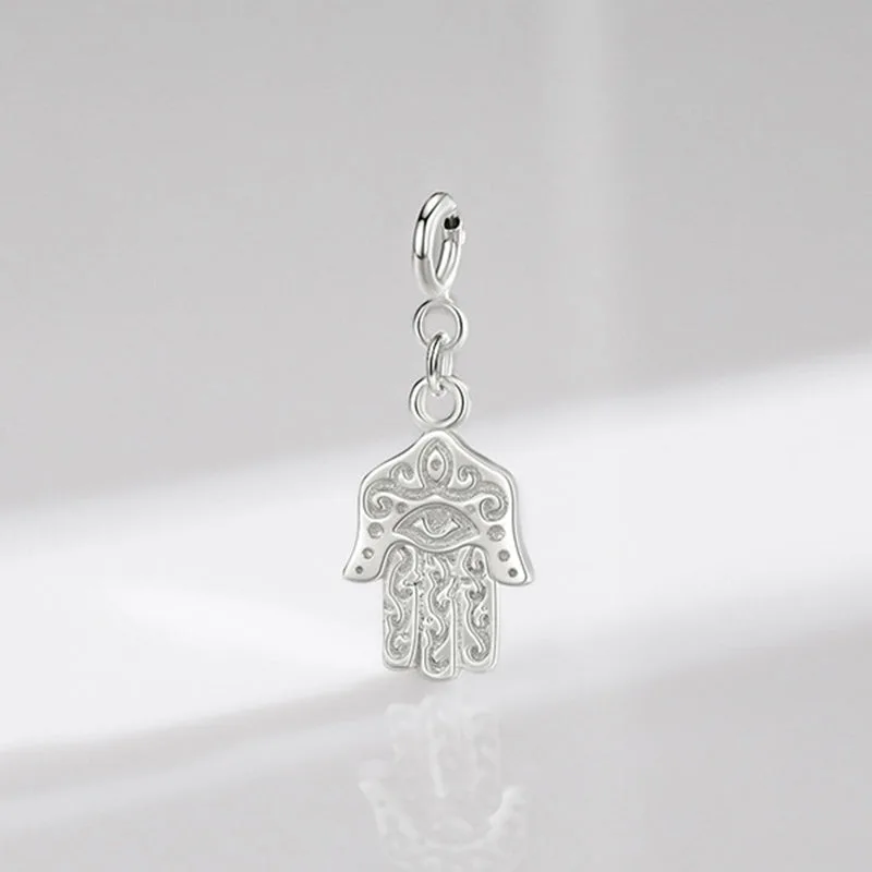 925 Sterling Silver Evil Eye Hamsa Symbol Prosperity Luck Chain Necklace Pendant - Image 7
