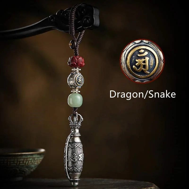 Mythstone 925 Sterling Silver Chinese Zodiac Natal Buddha Six True Words Blessing Keychain Decoration - Image 10