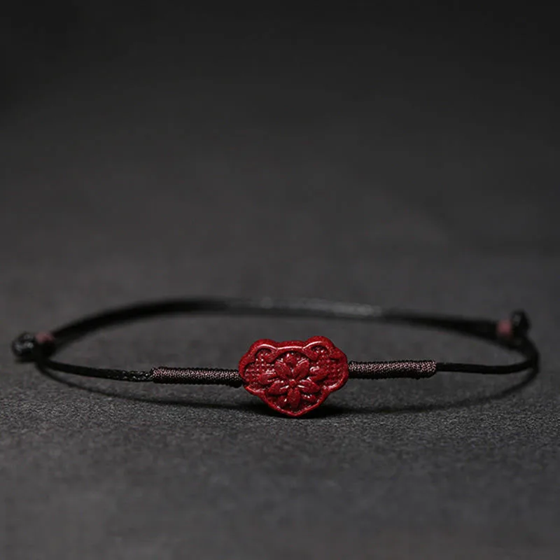Mythstone - Handmade Plum Blossom Four Leaf Clover PiXiu Lotus Koi Fish Cinnabar Blessing Braid Bracelet - Image 24