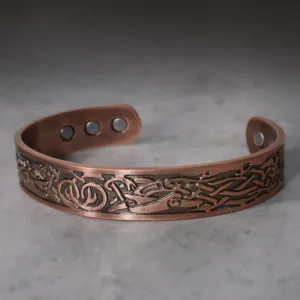 Mythstone Viking Birds Magnetic Copper Adjustable Cuff Bracelet Bangle