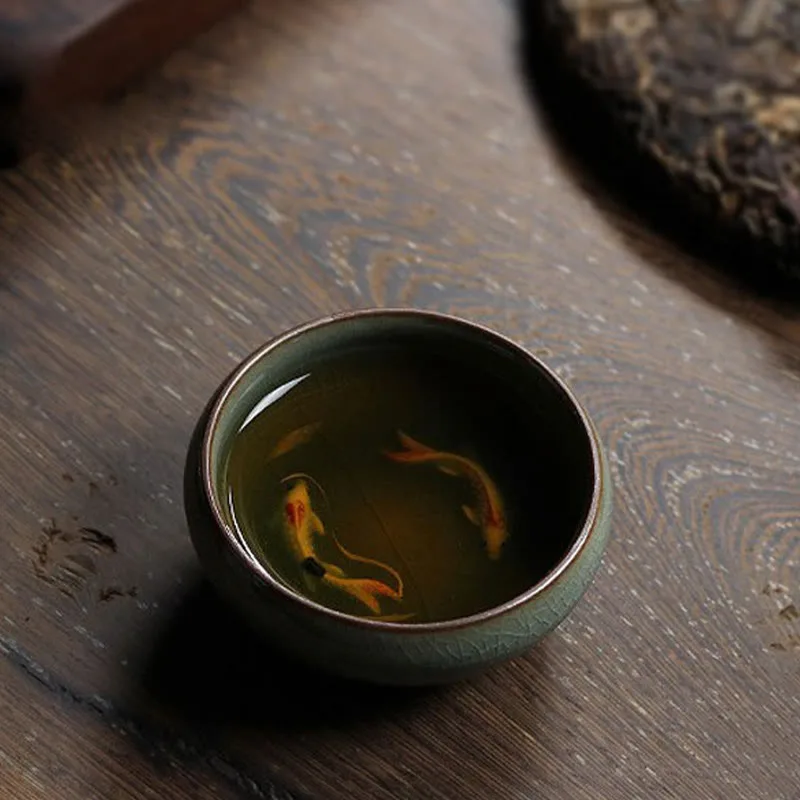 Mythstone Colorful Koi Fish Ceramic Teacup Kung Fu Tea Cup Bowl - Image 5