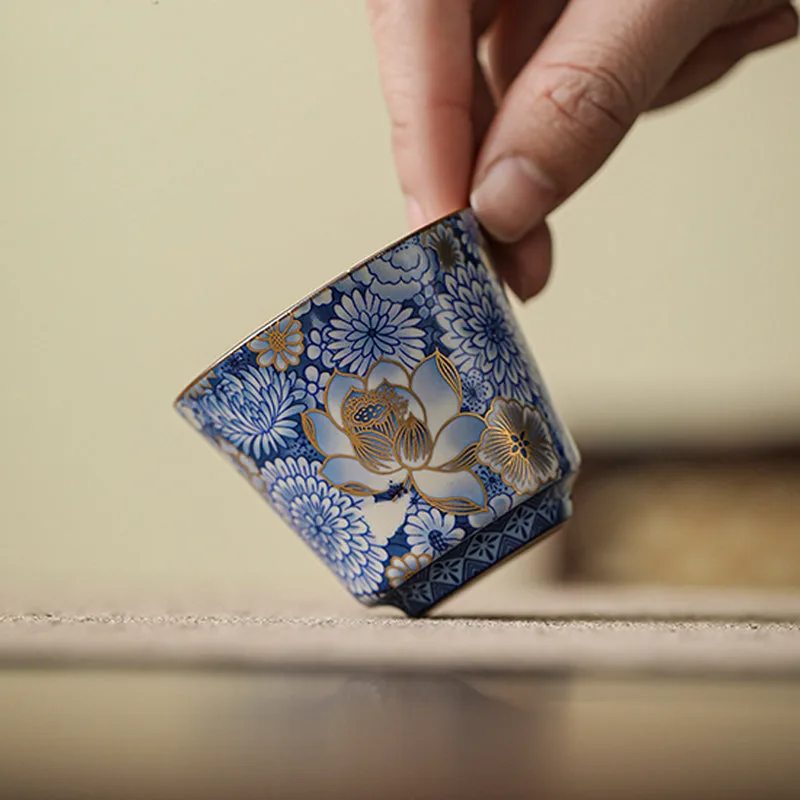 Mythstone Lotus Chrysanthemum Plum Blossom Flower Teacup Kung Fu Tea Cup Teapot - Image 10