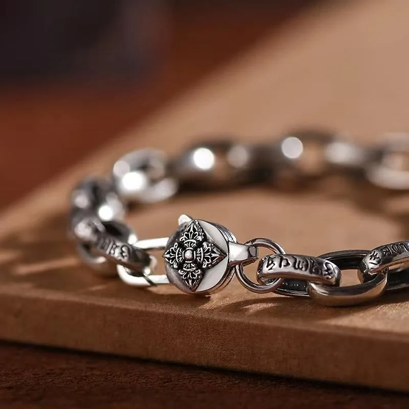 Mythstone Om Mani Padme Hum Double Dorje Copper Engraved Wisdom Bracelet - Image 3