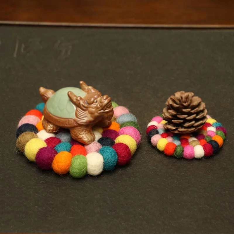 Mythstone Tibetan Singing Bowl Handcraft Felted Wool Cushion Decoration - Image 3