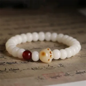 Mythstone Natural Bodhi Seed Lovely Paw Lucky Cat Bracelet