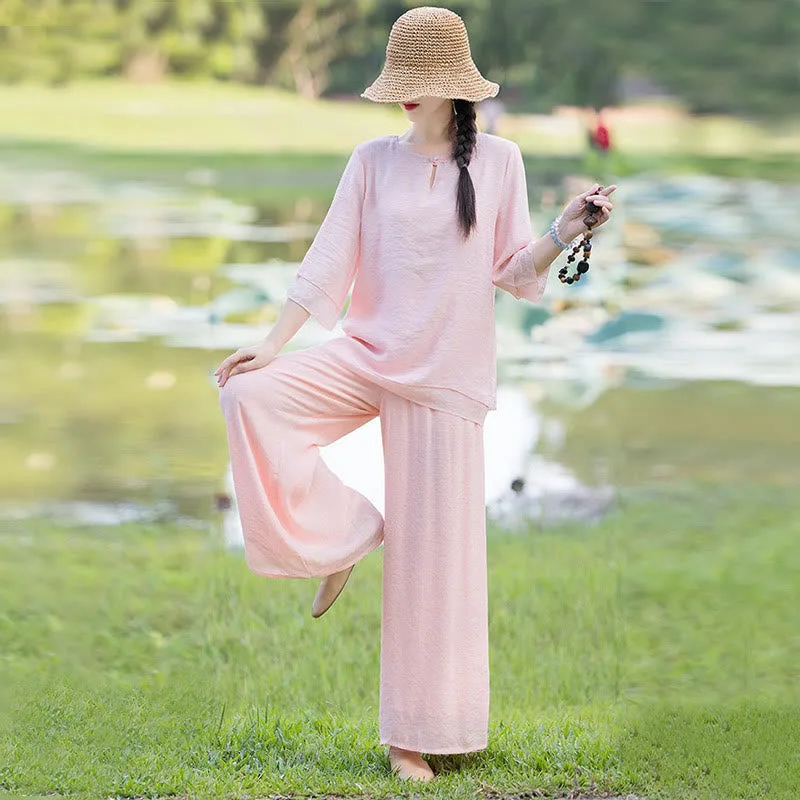 Tai Chi Meditation Prayer Zen Spiritual Morning Practice Clothing Women's Set - Image 24