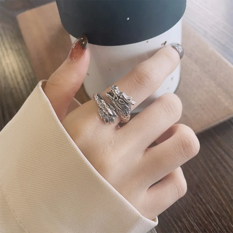 Mythstone 925 Sterling Silver Year Of The Dragon Luck Strength Adjustable Metal Ring - Image 8