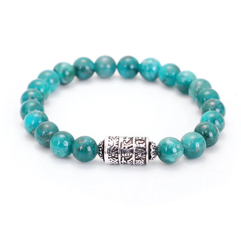 Mythstone Natural Lazurite Pietersite Unakite Om Mani Padme Hum Bead Positive Bracelet - Image 3