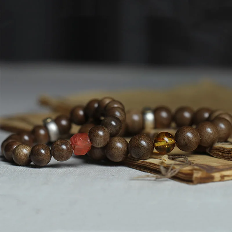 Mythstone Chinese Zodiac Natal Buddha Kalimantan Agarwood Red Agate Amber 925 Sterling Silver Bracelet - Image 15
