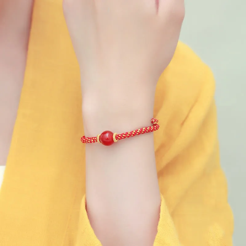 Mythstone Handmade Red Agate Amethyst Golden Rutilated Quartz Pink Crystal Bead Calm Braided Bracelet - Image 12