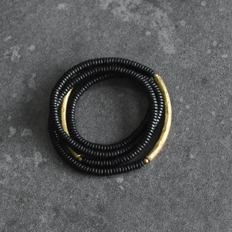 Mythstone Ebony Wood Copper Balance Multilayered Bracelet - Image 6