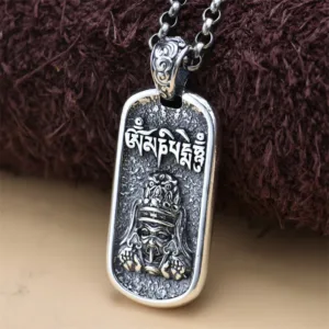 Mythstone 925 Sterling Silver Zakiram Goddess of Wealth Om Mani Padme Hum Peace Necklace Pendant