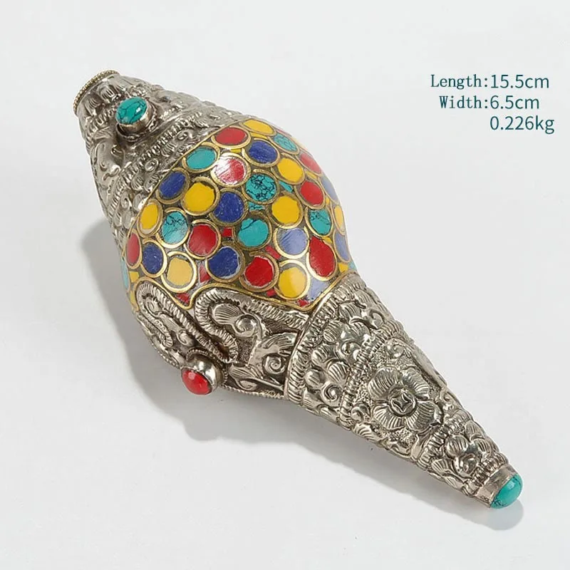 Mythstone Tibetan Handmade Natural Shankha Colorful Conch Shell Seashell Wealth Home Decoration - Image 7