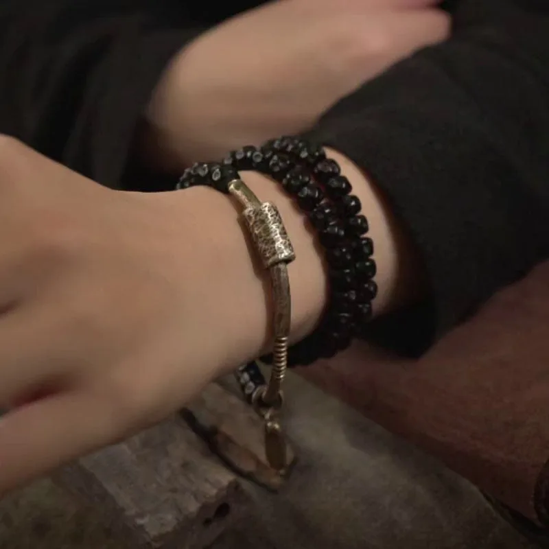 Mythstone Retro Coconut Shell Copper Happiness Triple Wrap Bracelet - Image 12