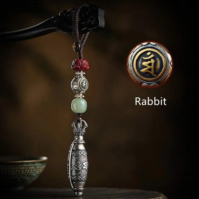 Mythstone 925 Sterling Silver Chinese Zodiac Natal Buddha Six True Words Blessing Keychain Decoration - Image 9