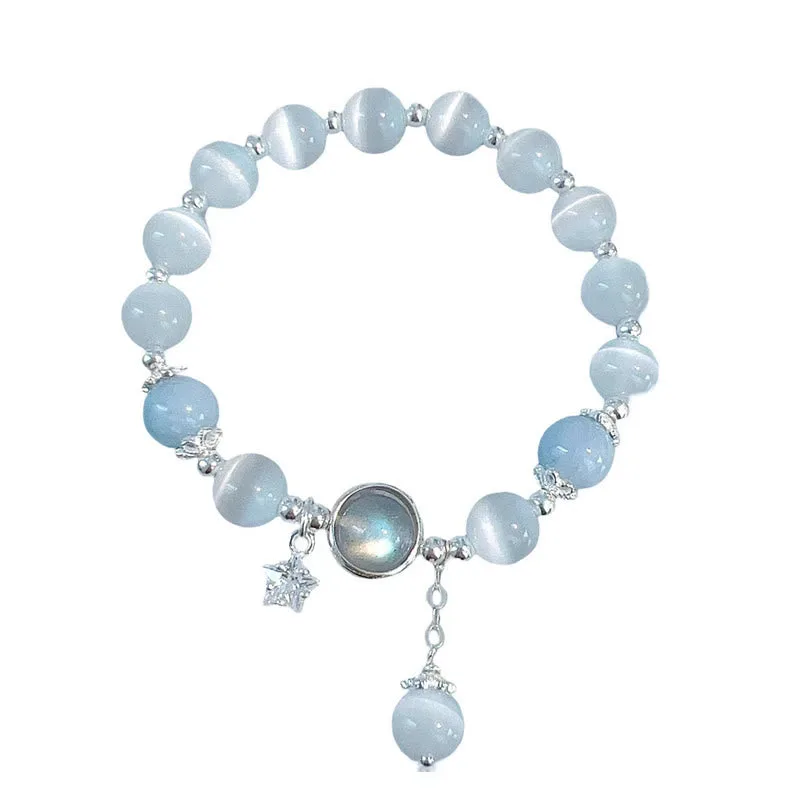 MythStone Cat's Eye Moonstone Butterfly Star Charm Support Bracelet - Image 17
