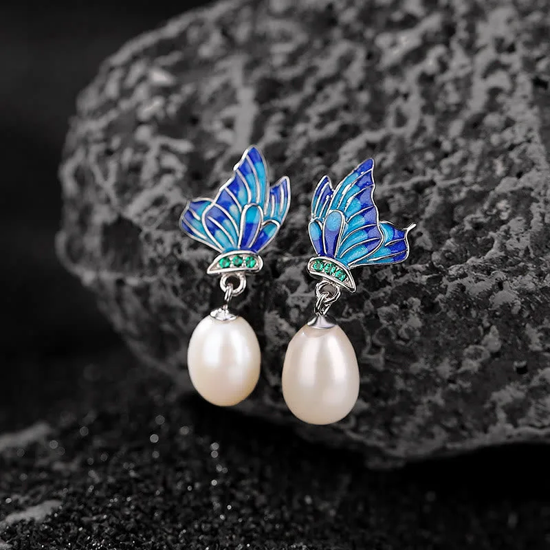 Mythstone 925 Sterling Silver Pearl Butterfly Healing Necklace Pendant Earrings Ring - Image 7