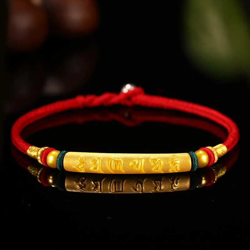 Mythstone Tibetan 999 Gold Om Mani Padme Hum Handcrafted Eight Thread Peace Knot Luck Braided Couple Bracelet - Image 10