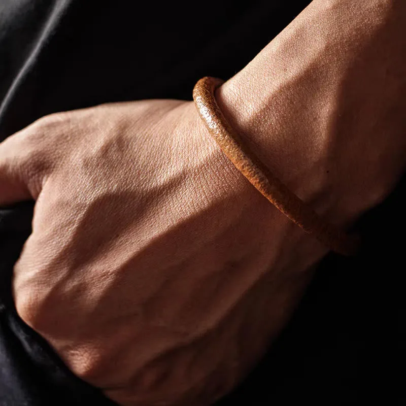 Mythstone Retro Leather Luck Healing Copper Magnetic Buckle Bracelet - Image 5