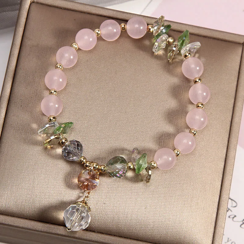 Mythstone Cat's Eye Pink Crystal Peace Charm Bracelet - Image 4