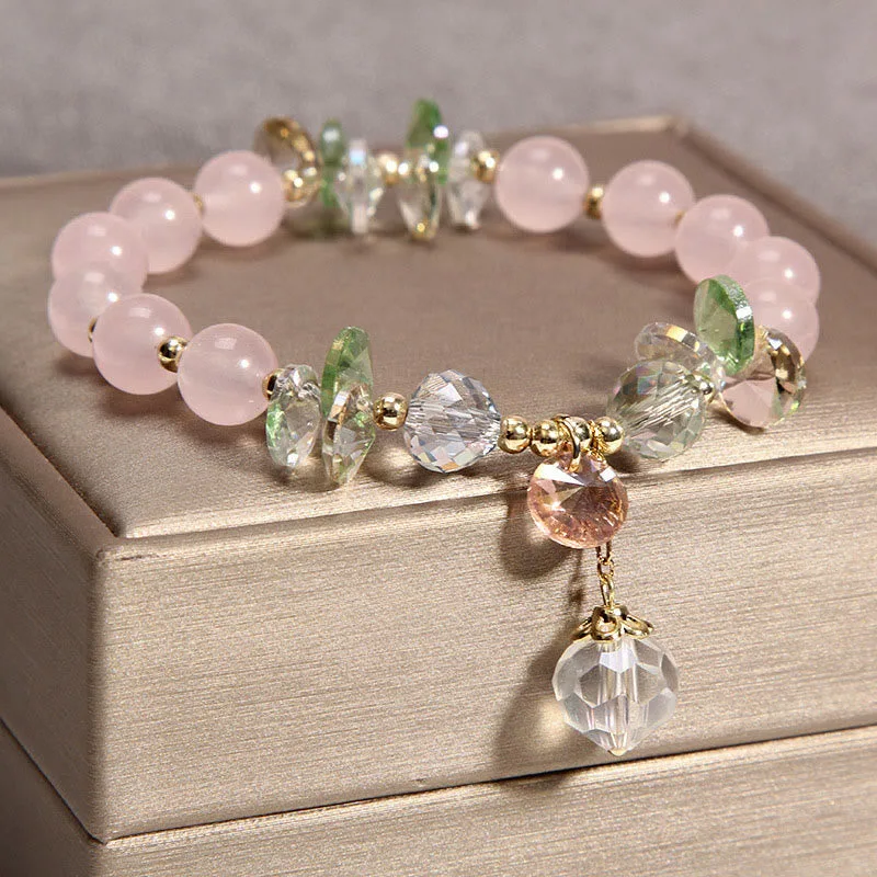 Mythstone Cat's Eye Pink Crystal Peace Charm Bracelet - Image 3