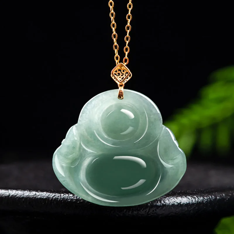 Mythstone Laughing Buddha Natural Jade Prosperity Abundance Necklace Pendant - Image 8
