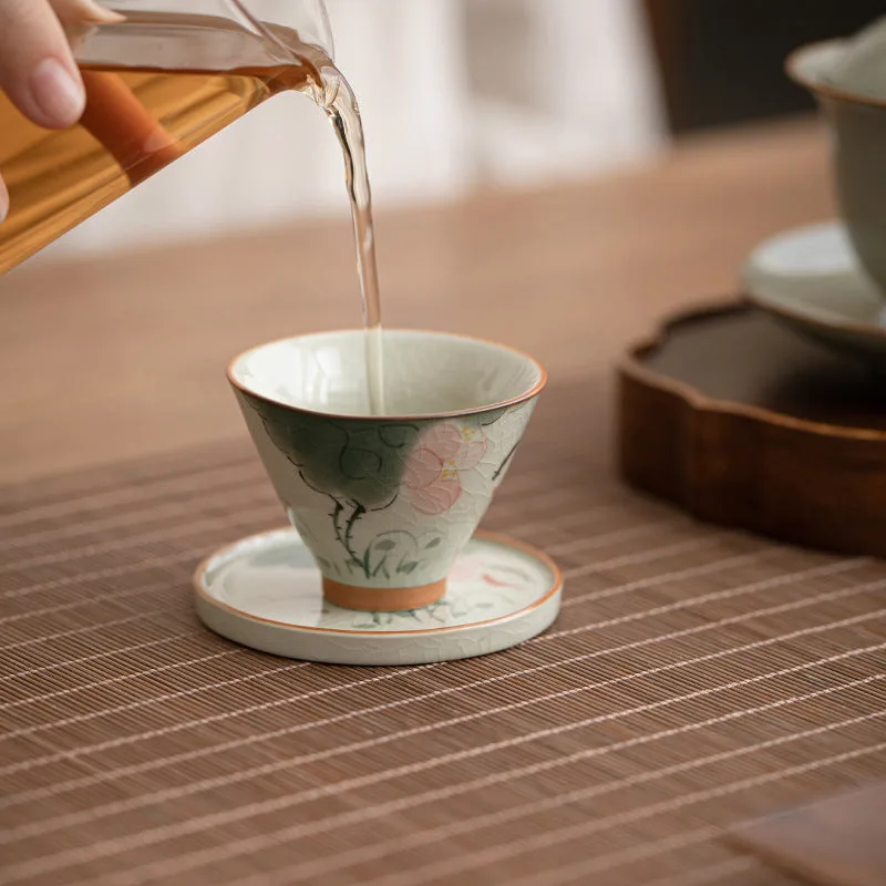 Mythstone Persimmon Boat Koi Fish Lotus Ceramic Teacup Kung Fu Tea Cup 50ml - Image 12