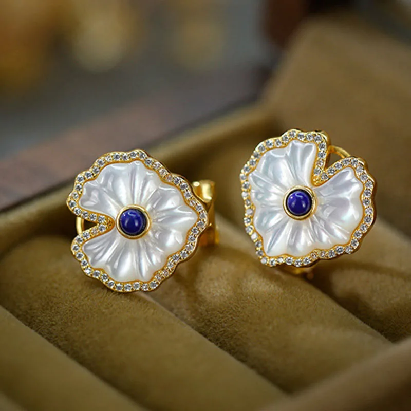 Mythstone 925 Sterling Silver Love Heart Tridacna Stone Red Agate Lazurite Blessing Earrings Necklace Jewelry Set - Image 12