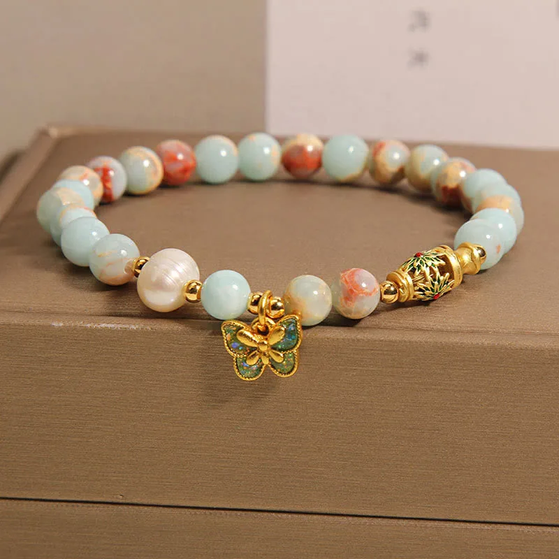 Mythstone Shoushan Stone Pearl Butterfly Wealth Bracelet - Image 2