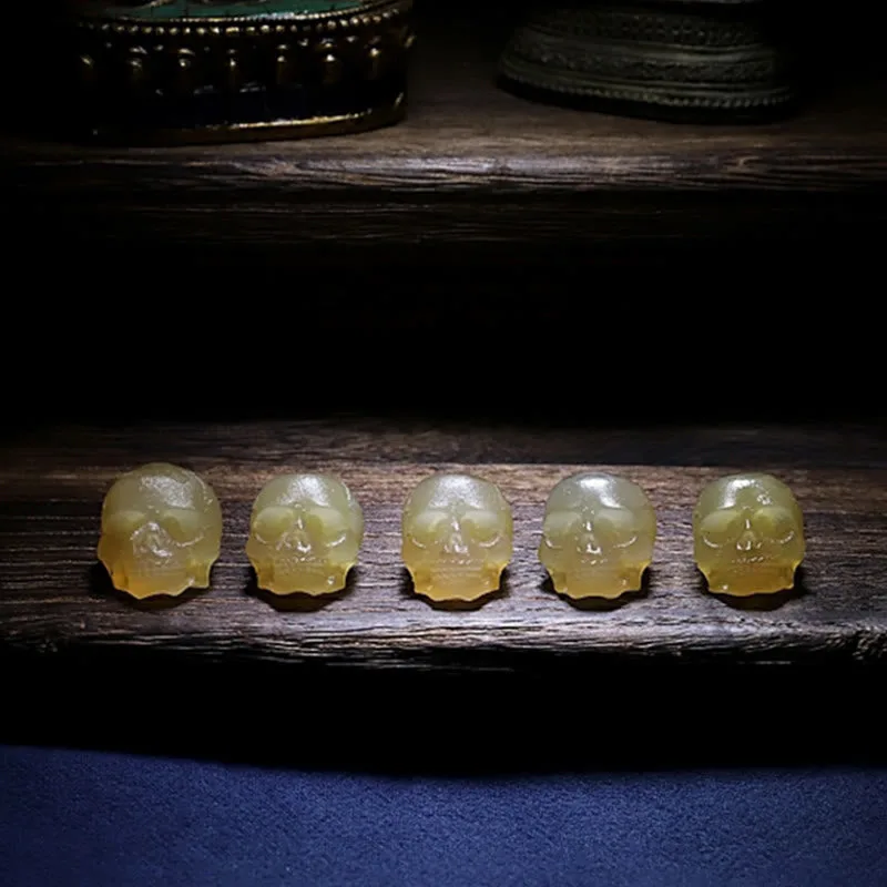 Mythstone Handmade Tibetan Sheep Horn Skull The Lord of the Corpse Forest Yak Bone Engraved Luck Bracelet - Image 10