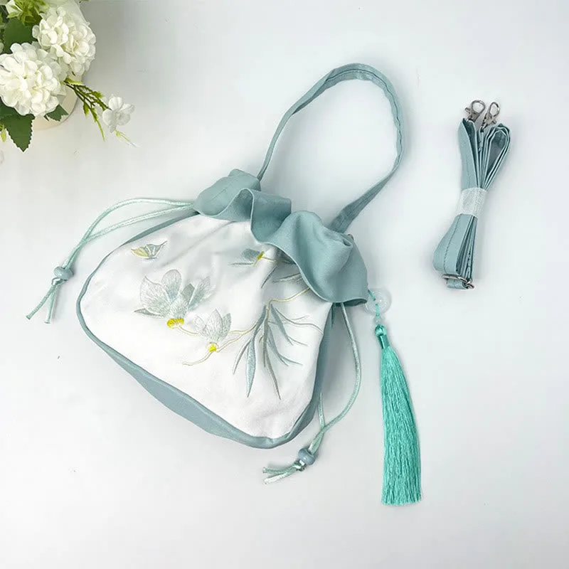 Mythstone Suzhou Embroidery Camellia Magnolia Peony Lotus Silk Tote Crossbody Bag Shoulder Bag Handbag - Image 12