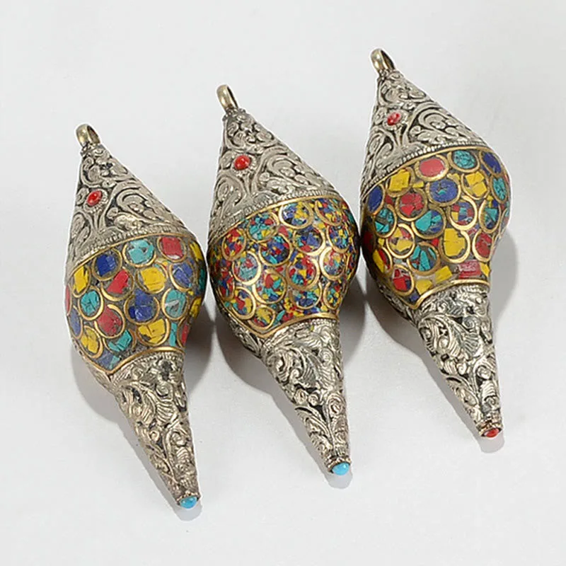 Mythstone Tibetan Handmade Natural Shankha Colorful Conch Shell Seashell Wealth Home Decoration - Image 6