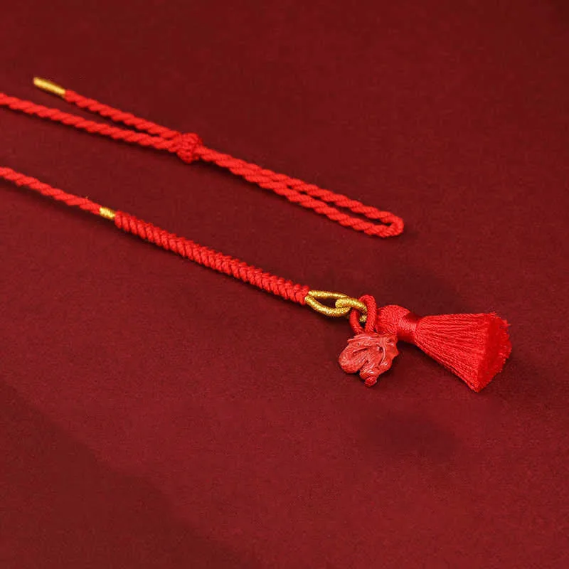 Mythstone Natural Cinnabar Dragon Blessing Red String Belly Chain - Image 4