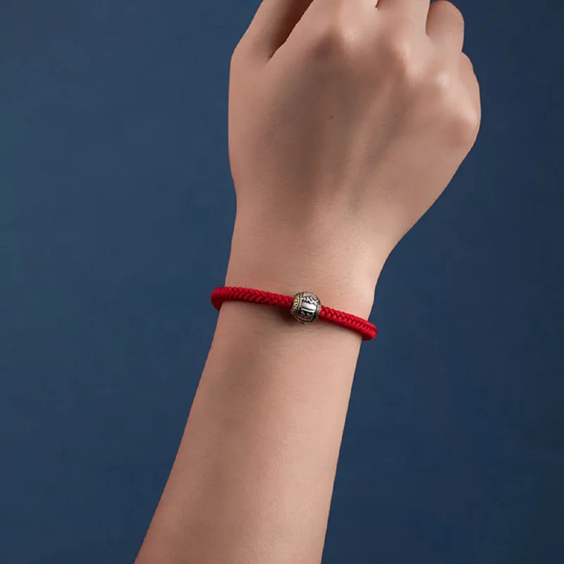 Mythstone 925 Sterling Silver Tibet Handmade Om Mani Padme Hum Luck Protection King Kong Knot Braided Bracelet - Image 21