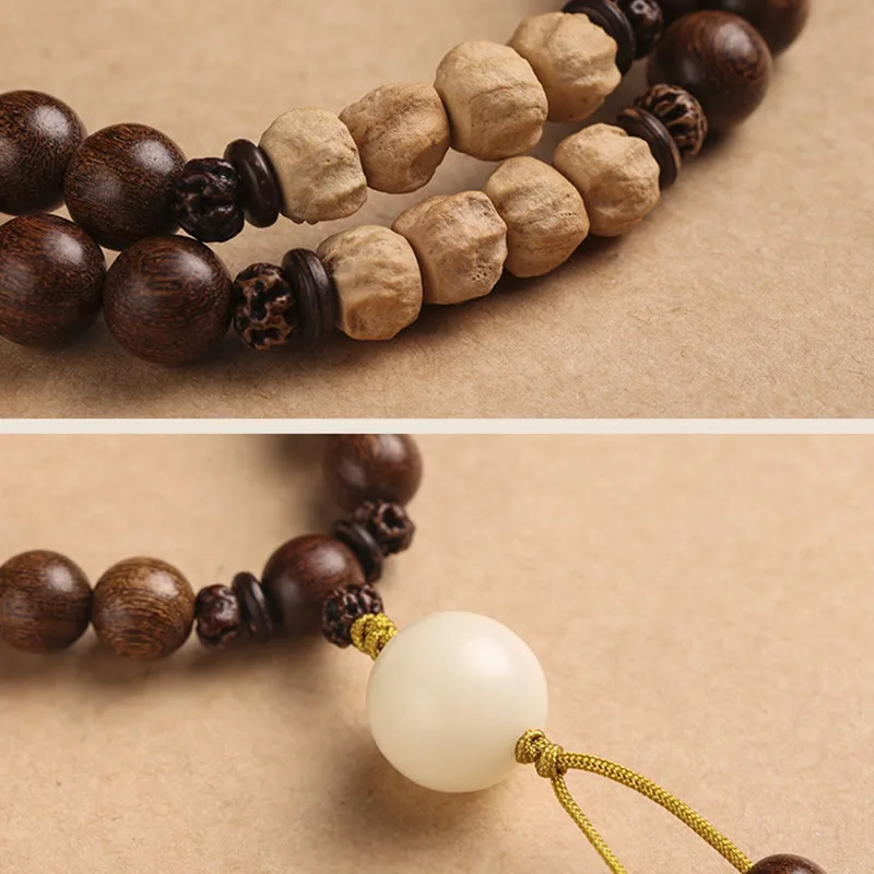 Mythstone Sandalwood Small Leaf Red Sandalwood Bodhi Seed Purification Double Wrap Bracelet - Image 6