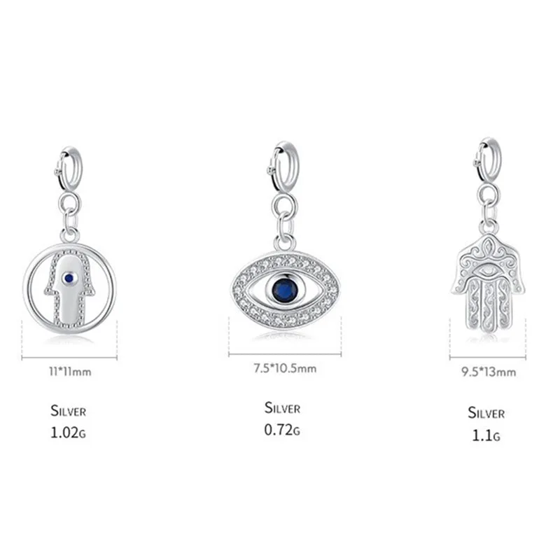 925 Sterling Silver Evil Eye Hamsa Symbol Prosperity Luck Chain Necklace Pendant - Image 10
