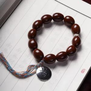 Mythstone Tibetan Natural Purple Gold Rat OM Chinese Zodiac Nine Palaces Eight Diagrams Charm Wealth Bracelet