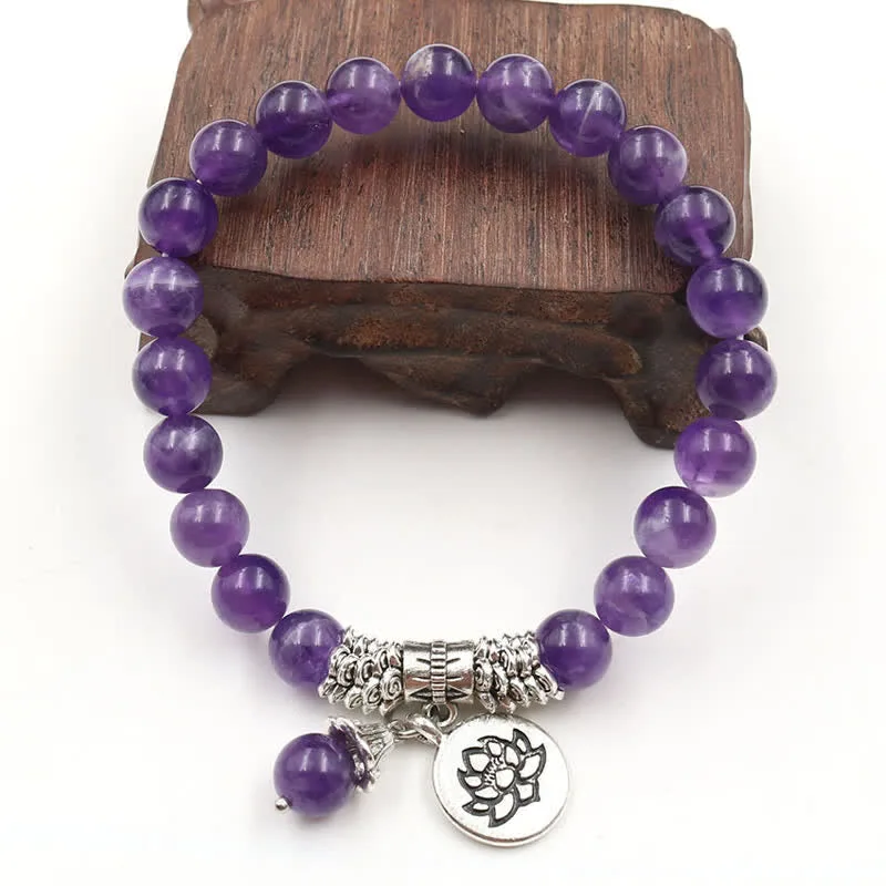 Mythstone Amethyst Crystal Lotus Healing Balance Bracelet - Image 3