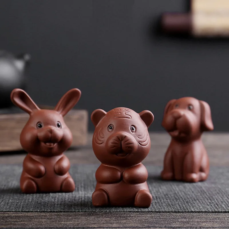 Mythstone Chinese Zodiac Purple Clay Wealth Ceramic Tea Pet Home Figurine Decoration - Image 19